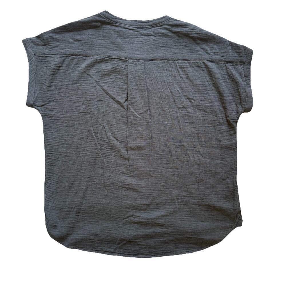 FAHERTY Dream Organic Cotton Double Gauze Desmond Blouse Washed Black Top M - Picture 6 of 8